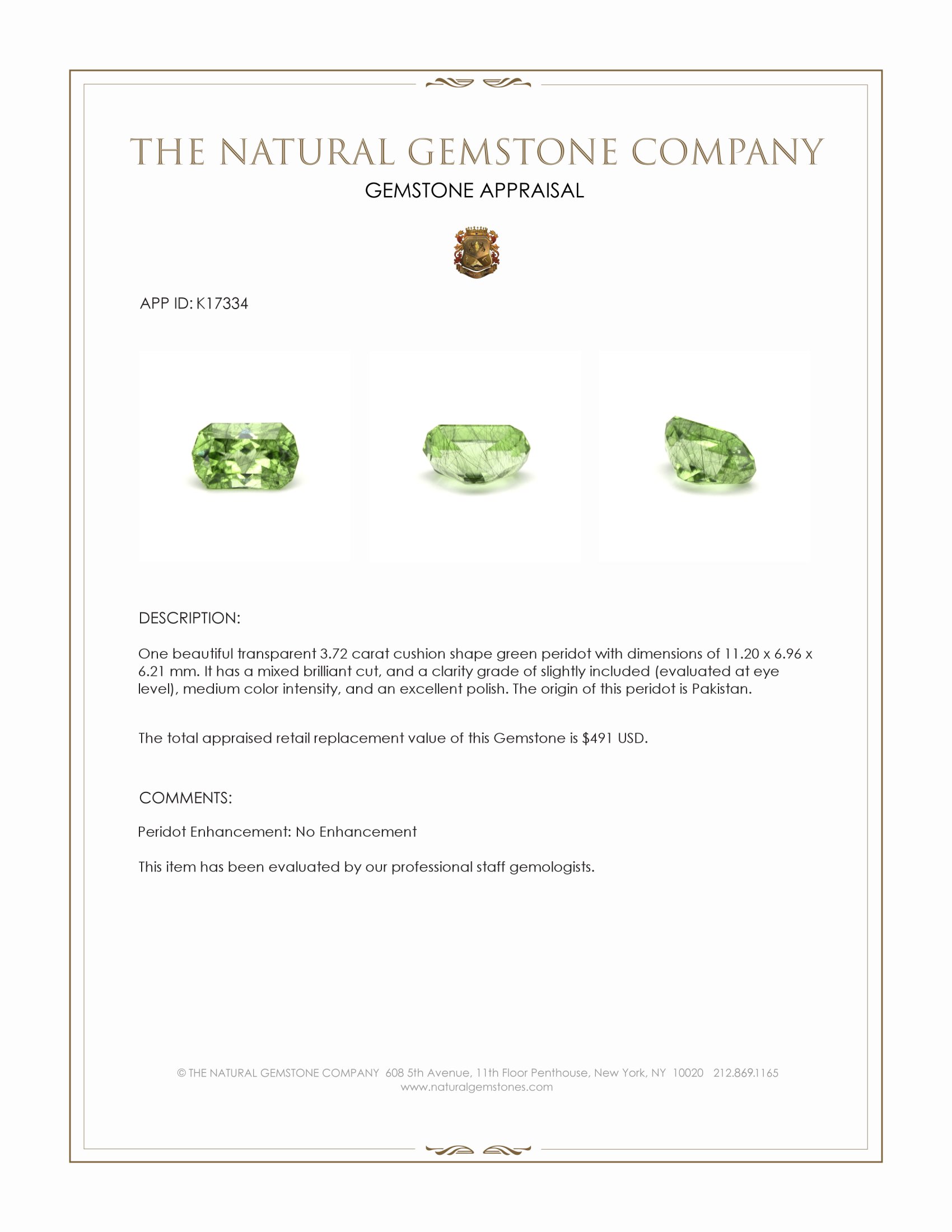 3.72 Ct. Peridot from Pakistan