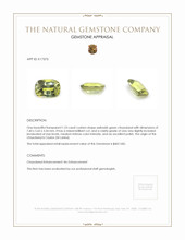 1.23 Ct. Yellowish Green Chrysoberyl from Ceylon (Sri Lanka) Appraisal