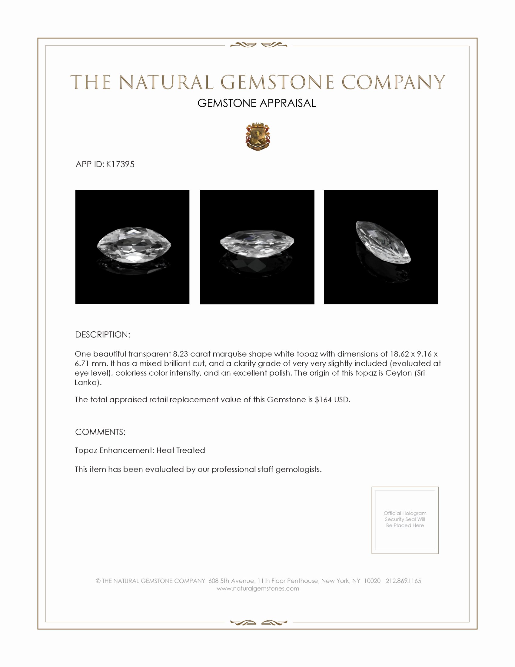 8.23 Ct. Topaz from Ceylon (Sri Lanka)