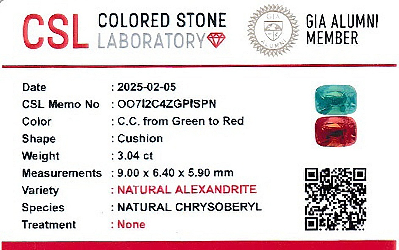 3.02 Ct. Alexandrite from Ceylon (Sri Lanka)