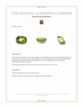 4.29 Ct. Yellowish Green Chrysoberyl from Ceylon (Sri Lanka) Appraisal