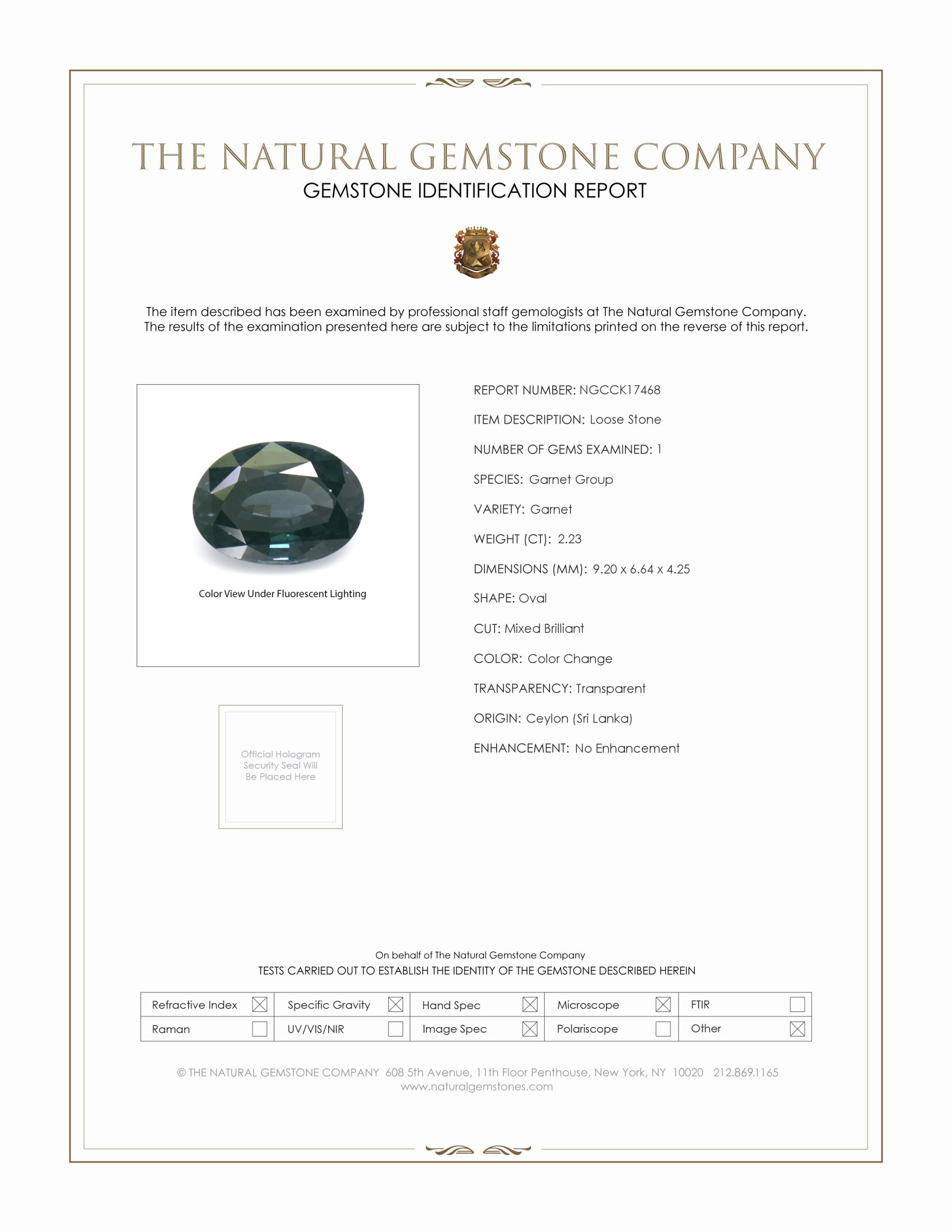 2.23 Ct. Garnet from Ceylon (Sri Lanka)