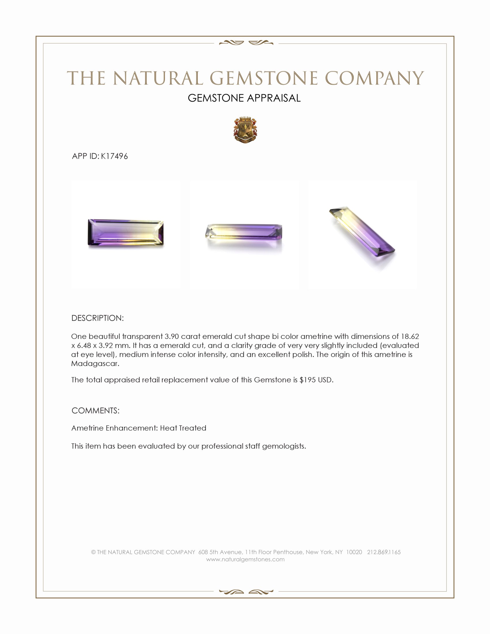 3.90 Ct. Ametrine from Madagascar