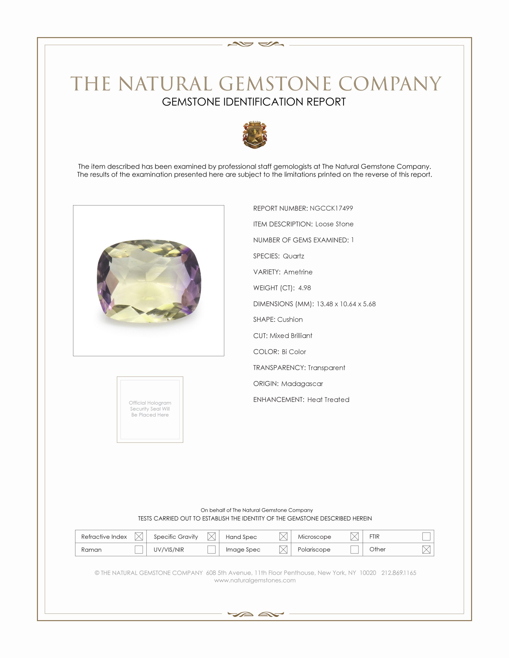 4.98 Ct. Bi Color Ametrine from Madagascar