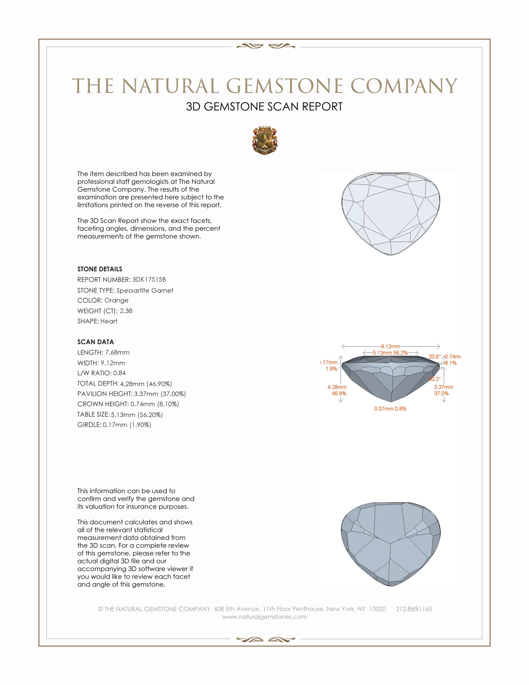 2.38 Ct. Spessartite Garnet from Ceylon (Sri Lanka)