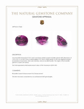 2.02 Ct. Pinkish Purple Rhodolite Garnet from Ceylon (Sri Lanka) Appraisal