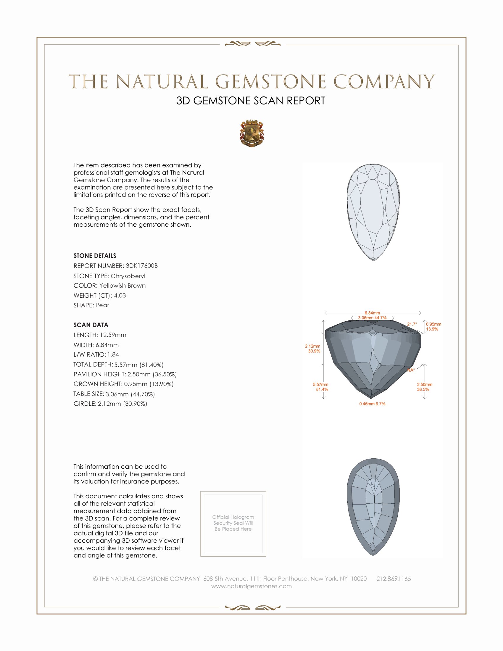 4.03 Ct. Chrysoberyl from Ceylon (Sri Lanka)