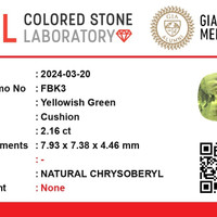 2.15 Ct. Chrysoberyl from Ceylon (Sri Lanka) Scan Report