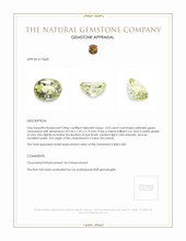 3.03 Ct. Yellowish Green Chrysoberyl from Ceylon (Sri Lanka) Appraisal