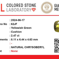 2.45 Ct. Chrysoberyl from Ceylon (Sri Lanka) Scan Report