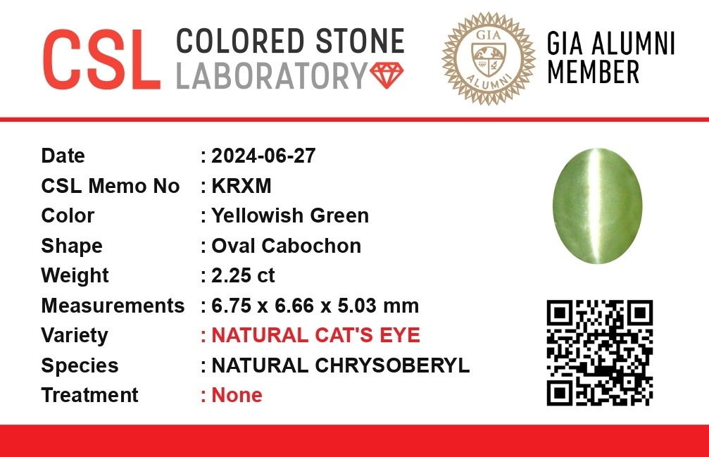 2.25 Ct. Cabochon Chrysoberyl from Ceylon (Sri Lanka)