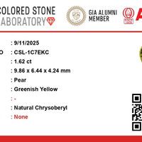 1.62 Ct. Chrysoberyl from Ceylon (Sri Lanka) Scan Report