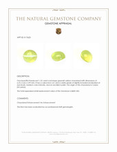 1.32 Ct. Greenish Yellow Cabochon Chrysoberyl from Ceylon (Sri Lanka) Appraisal