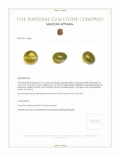 1.75 Ct. Greenish Yellow Cabochon Chrysoberyl from Ceylon (Sri Lanka) Appraisal