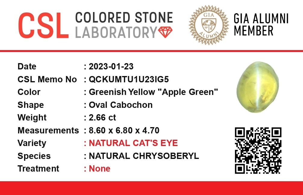 2.66 Ct. Cabochon Chrysoberyl from Ceylon (Sri Lanka)