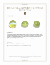 2.07 Ct. Yellowish Green Cabochon Chrysoberyl from Ceylon (Sri Lanka) Appraisal