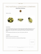 2.05 Ct. Greenish Yellow Sinhalite from Ceylon (Sri Lanka) Appraisal