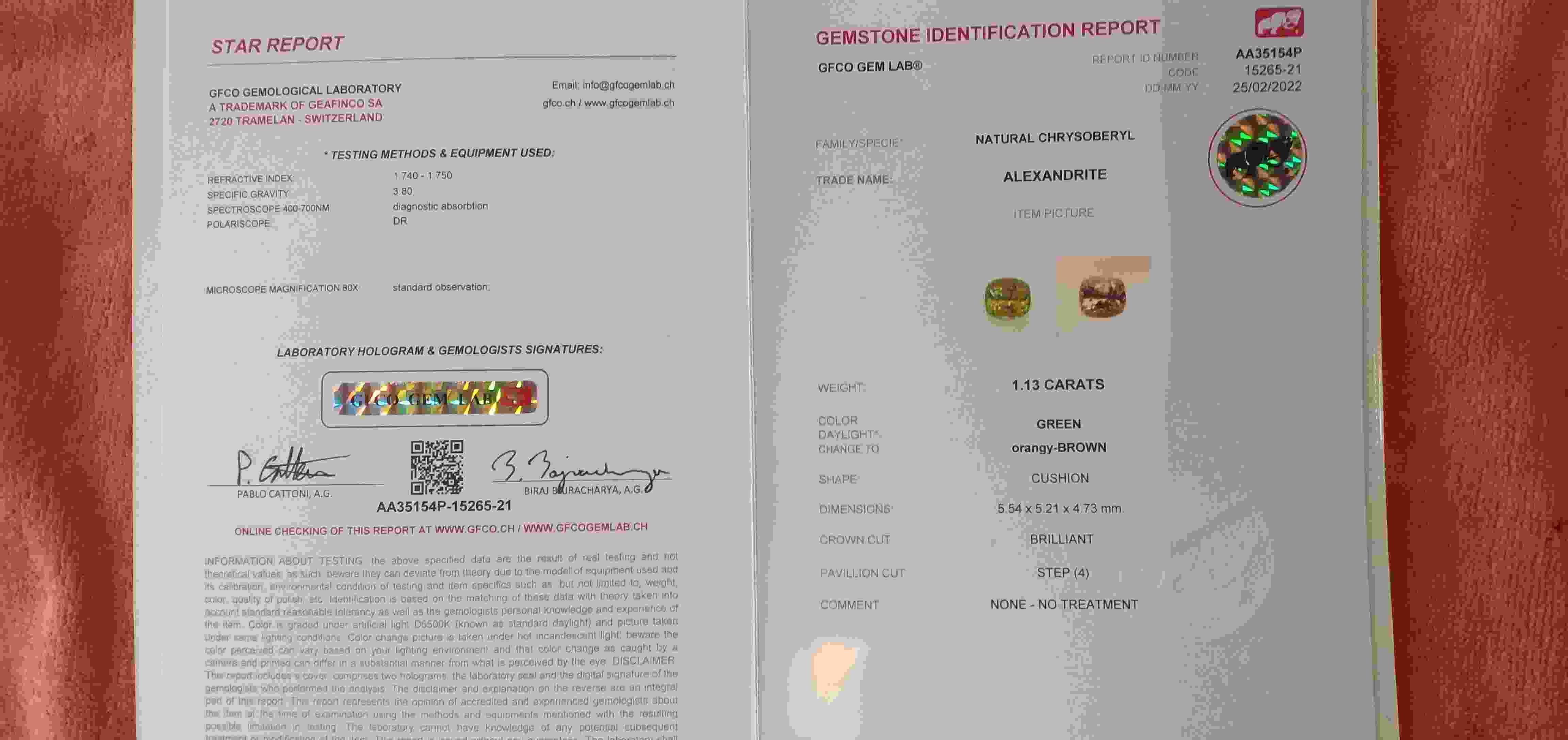 1.13 Ct. Alexandrite from Ceylon (Sri Lanka)