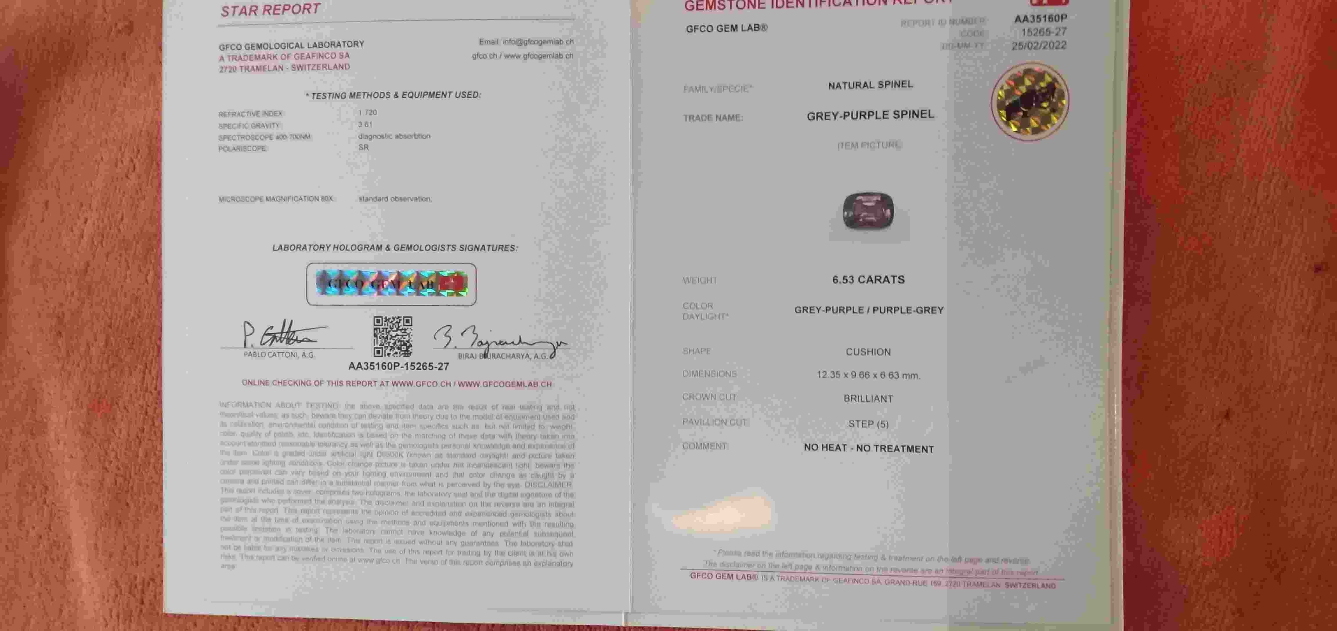 6.53 Ct. Spinel from Burma (Myanmar)