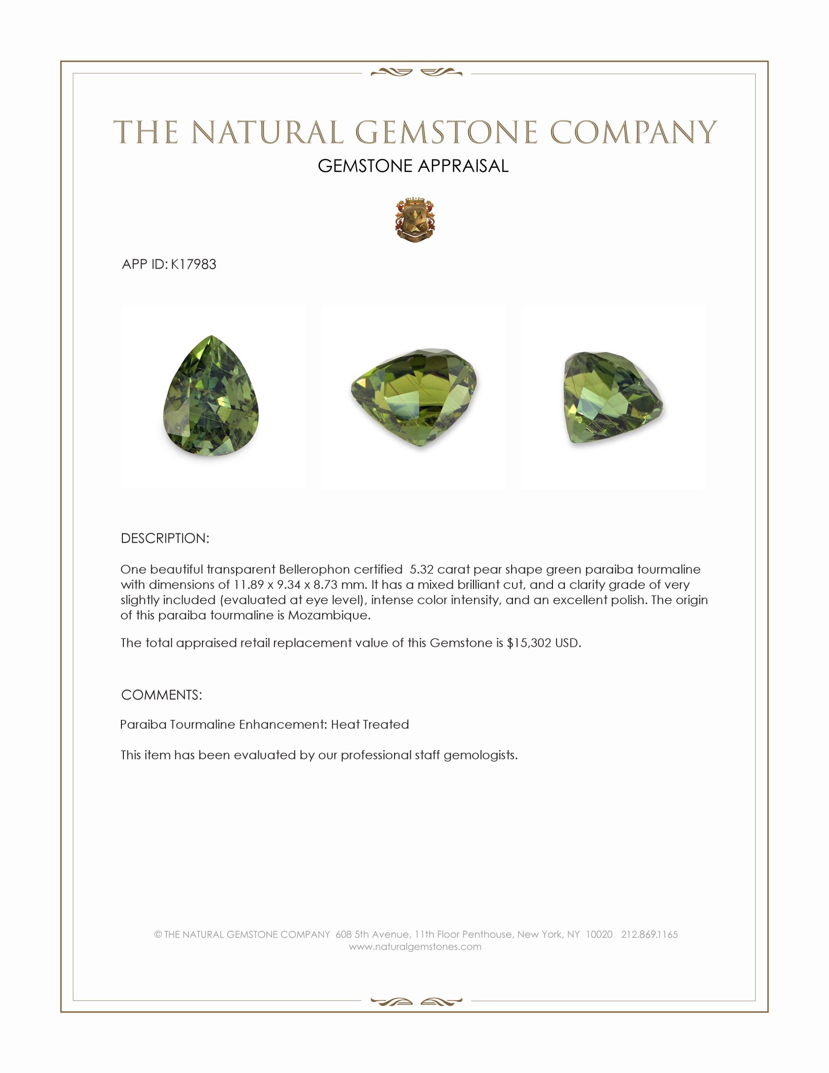 5.32 Ct. Paraiba Tourmaline from Mozambique