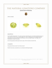 1.53 Ct. Yellowish Green Chrysoberyl from Ceylon (Sri Lanka) Appraisal