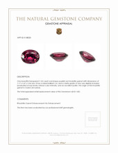 1.03 Ct. Purplish Red Rhodolite Garnet from Ceylon (Sri Lanka) Appraisal