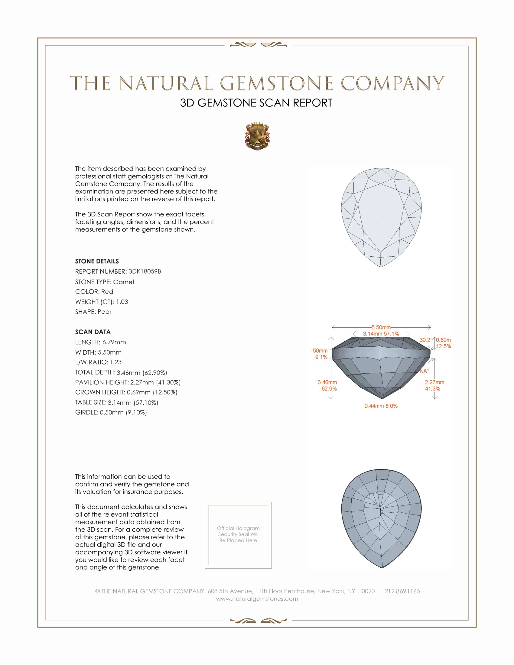 1.03 Ct. Garnet from Ceylon (Sri Lanka)