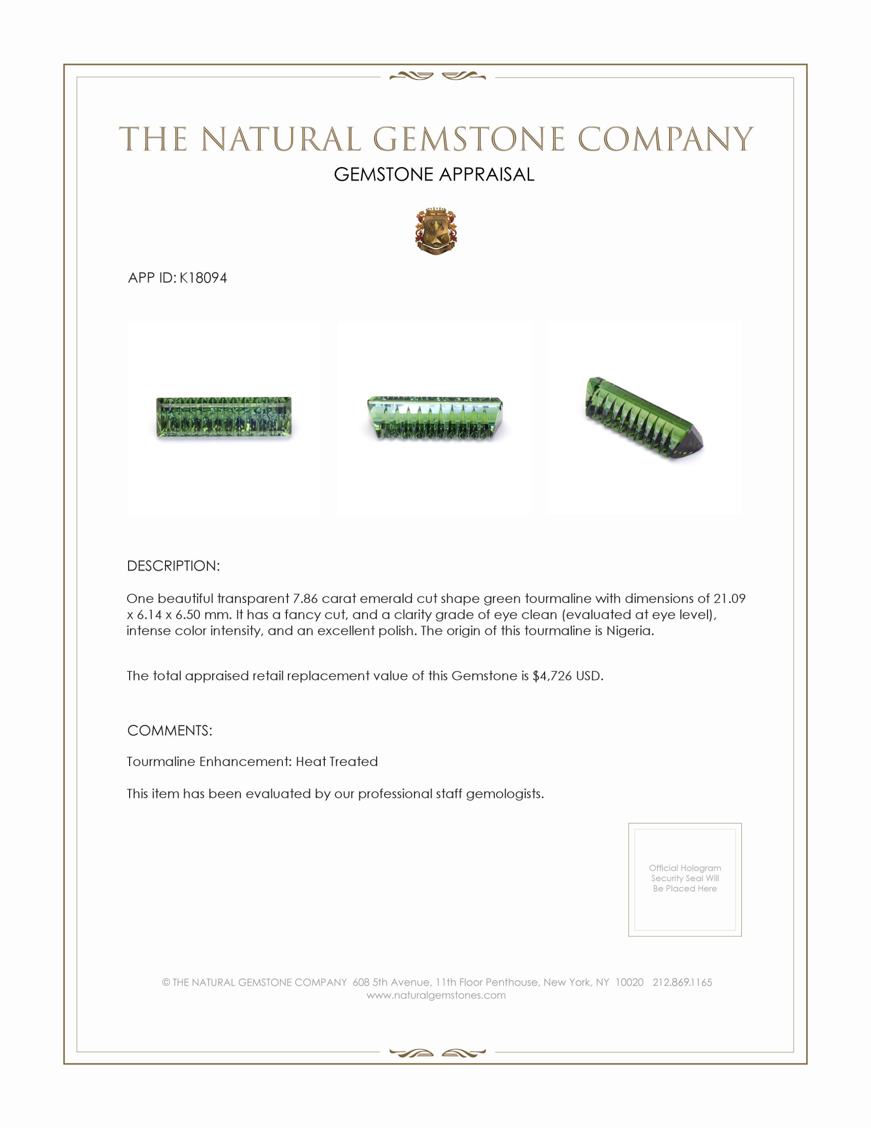 7.86 Ct. Tourmaline from Nigeria