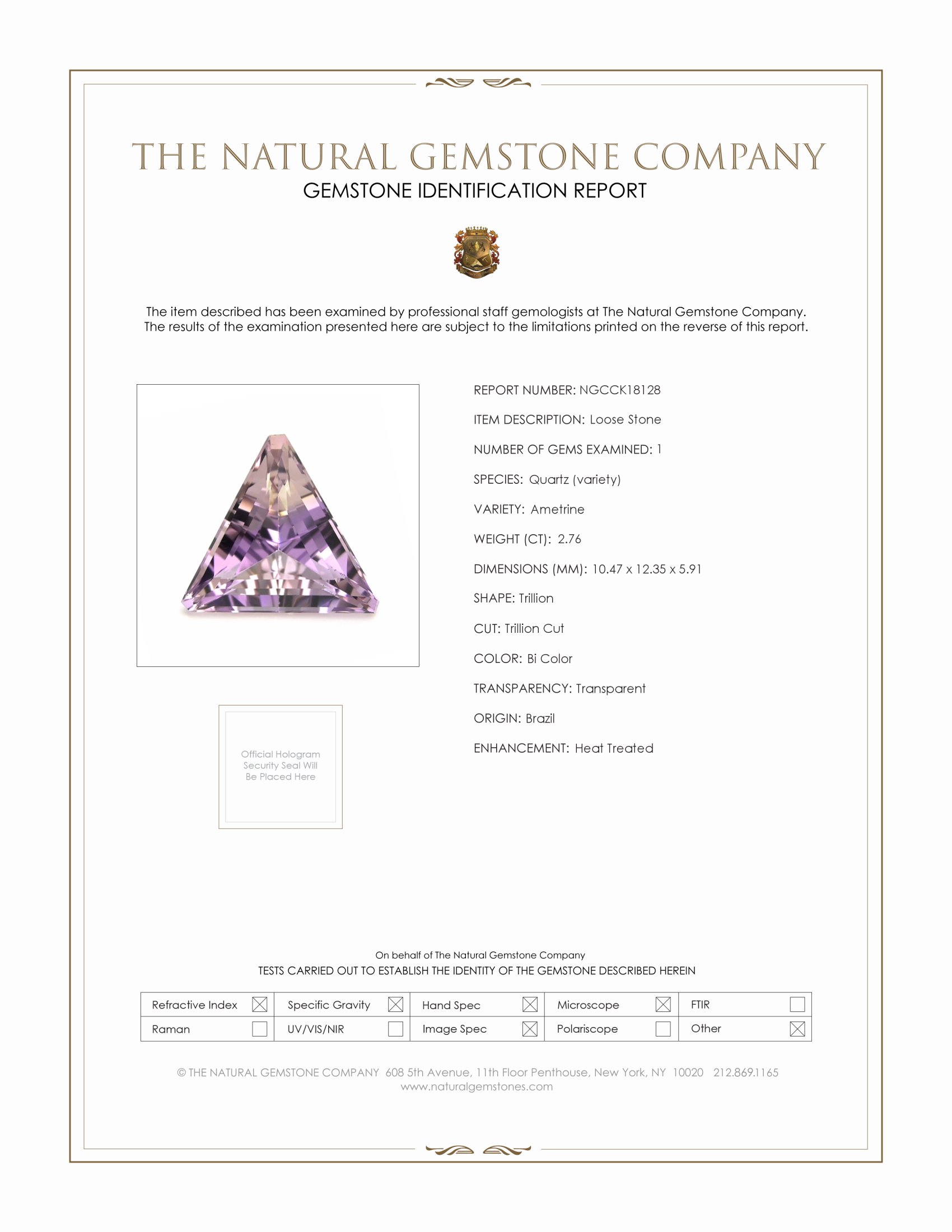 2.76 Ct. Bi Color Ametrine from Brazil