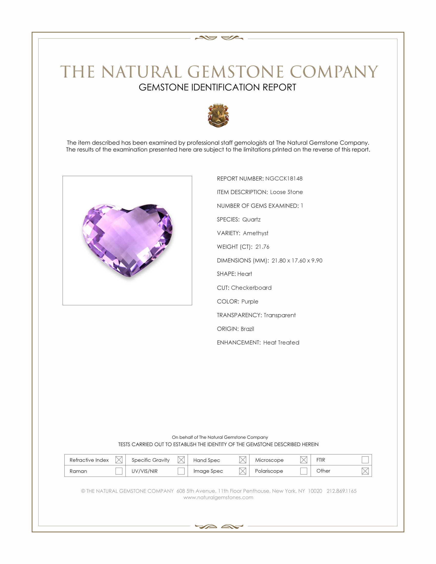 21.76 Ct. Amethyst from Brazil