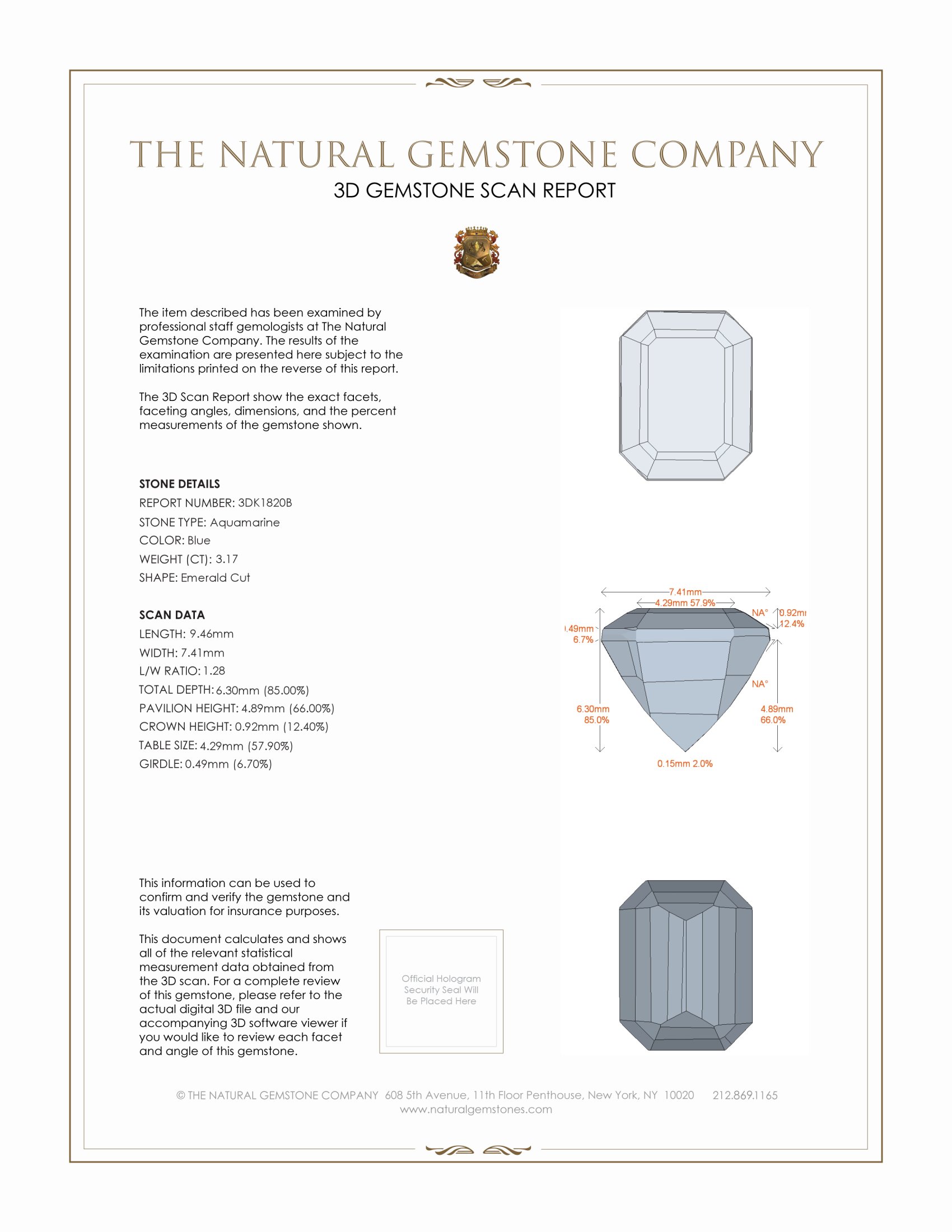 3.17 Ct. Aquamarine from Mozambique