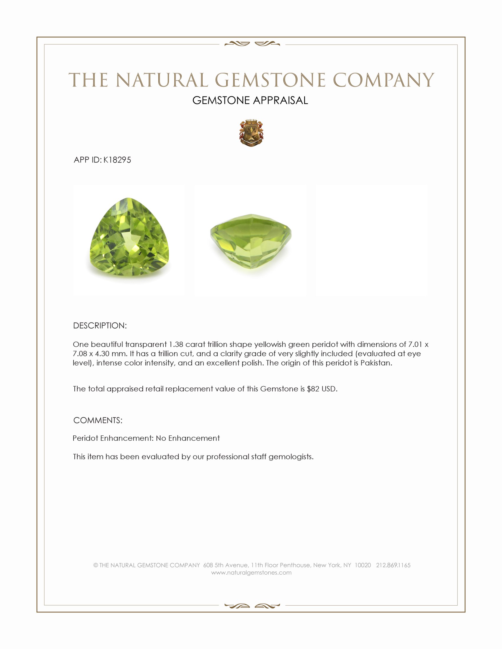 1.38 Ct. Peridot from Pakistan