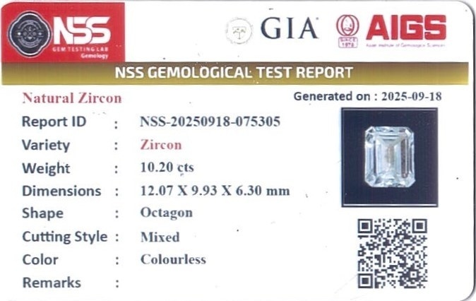 10.22 Ct. Zircon from Ceylon (Sri Lanka)