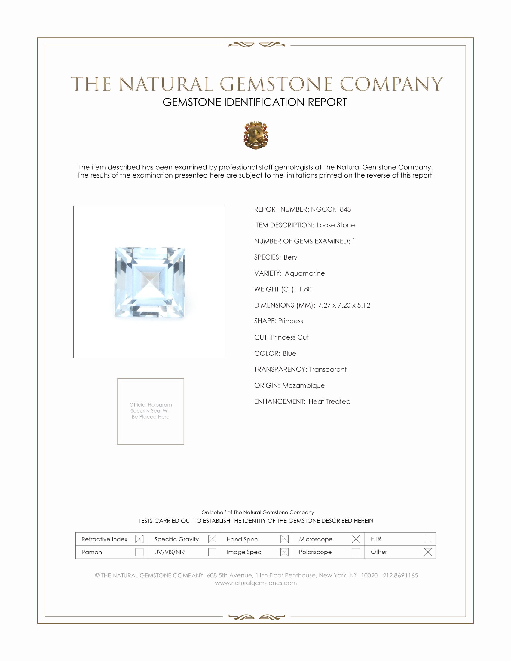 1.80 Ct. Aquamarine from Mozambique