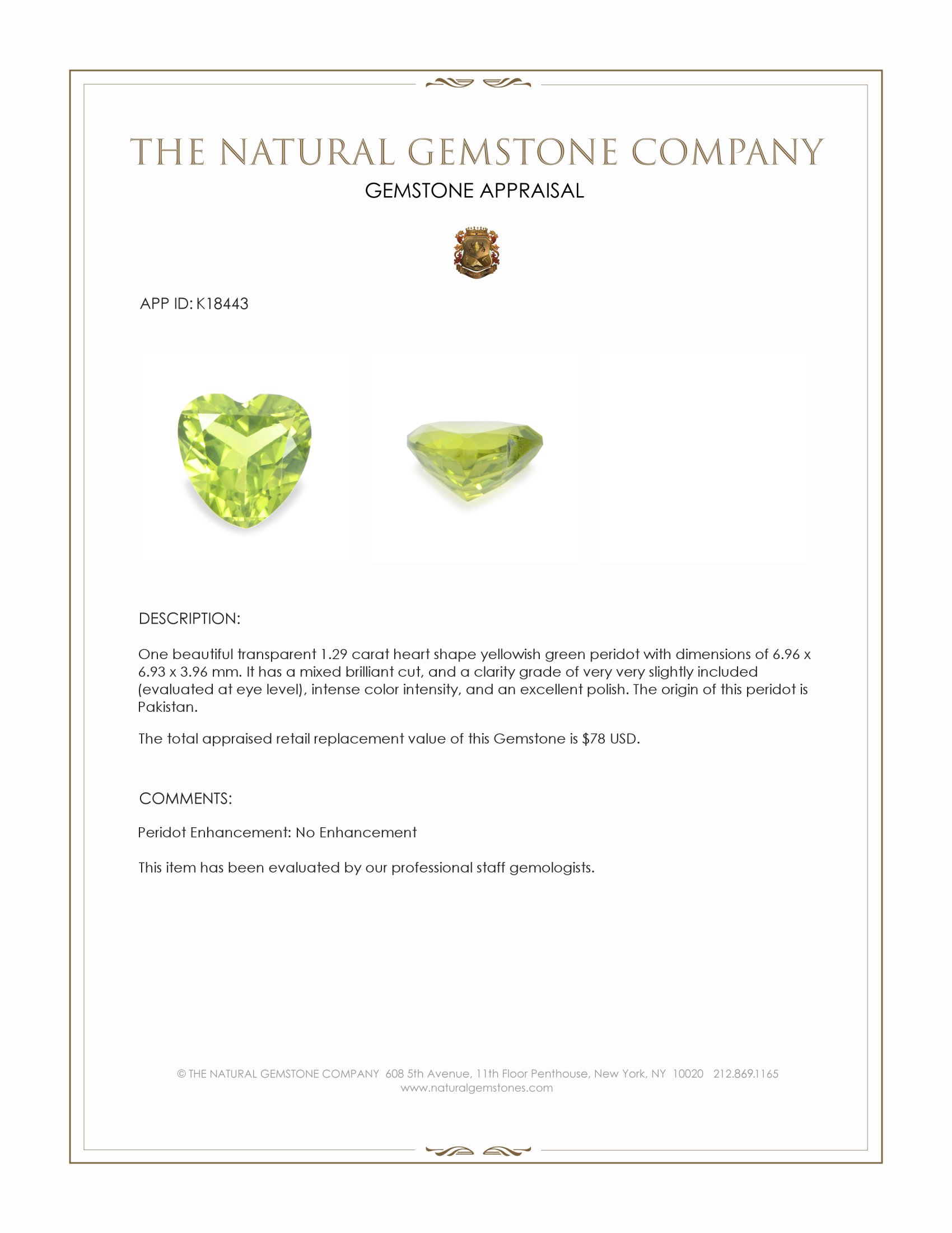 1.29 Ct. Peridot from Pakistan