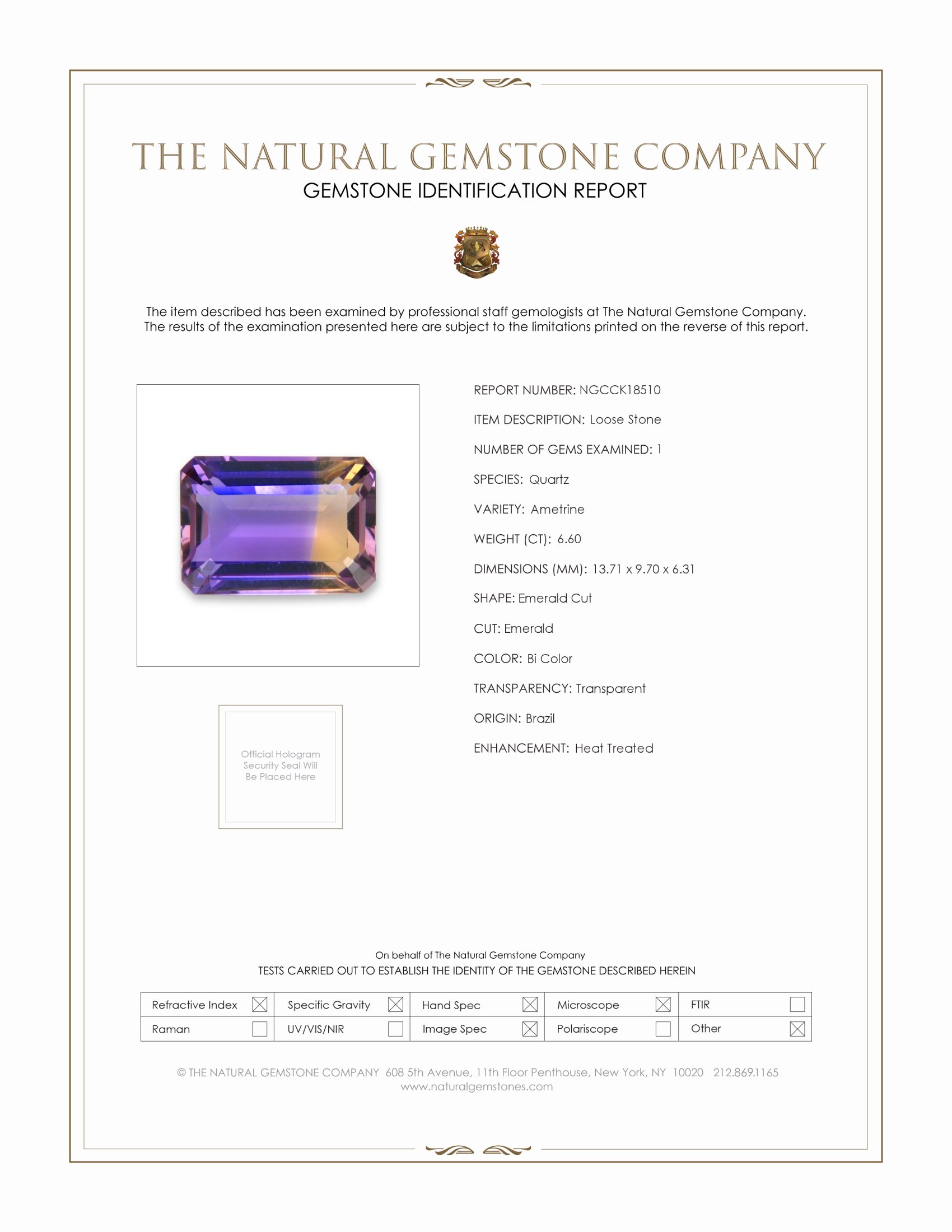 6.60 Ct. Bi Color Ametrine from Brazil