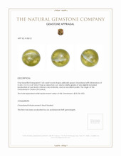 7.60 Ct. Yellowish Green Cabochon Chrysoberyl from Ceylon (Sri Lanka) Appraisal