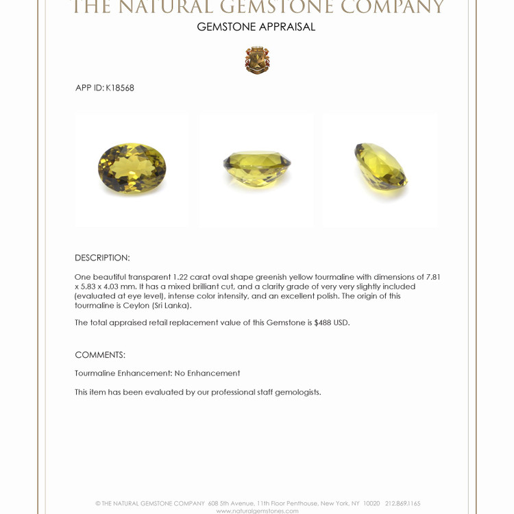 1.22 Ct. Tourmaline from Ceylon (Sri Lanka)