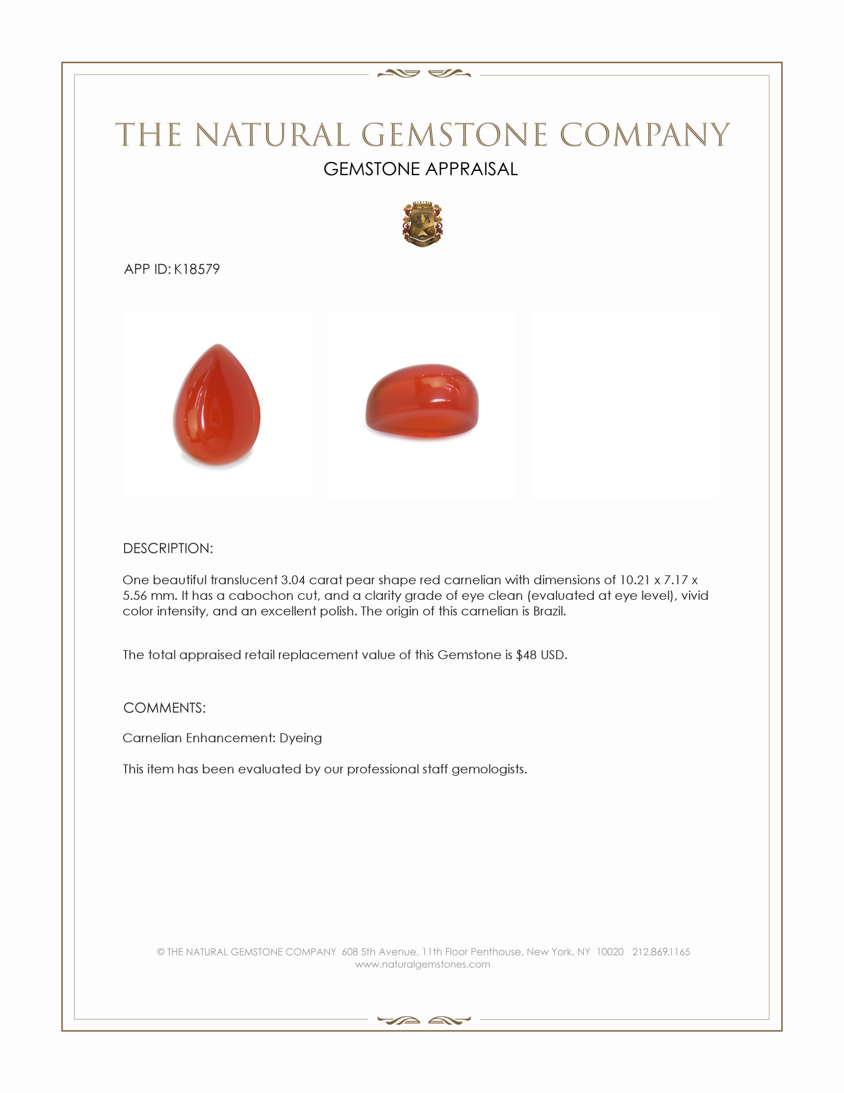 3.04 Ct. Cabochon White Opal from Brazil