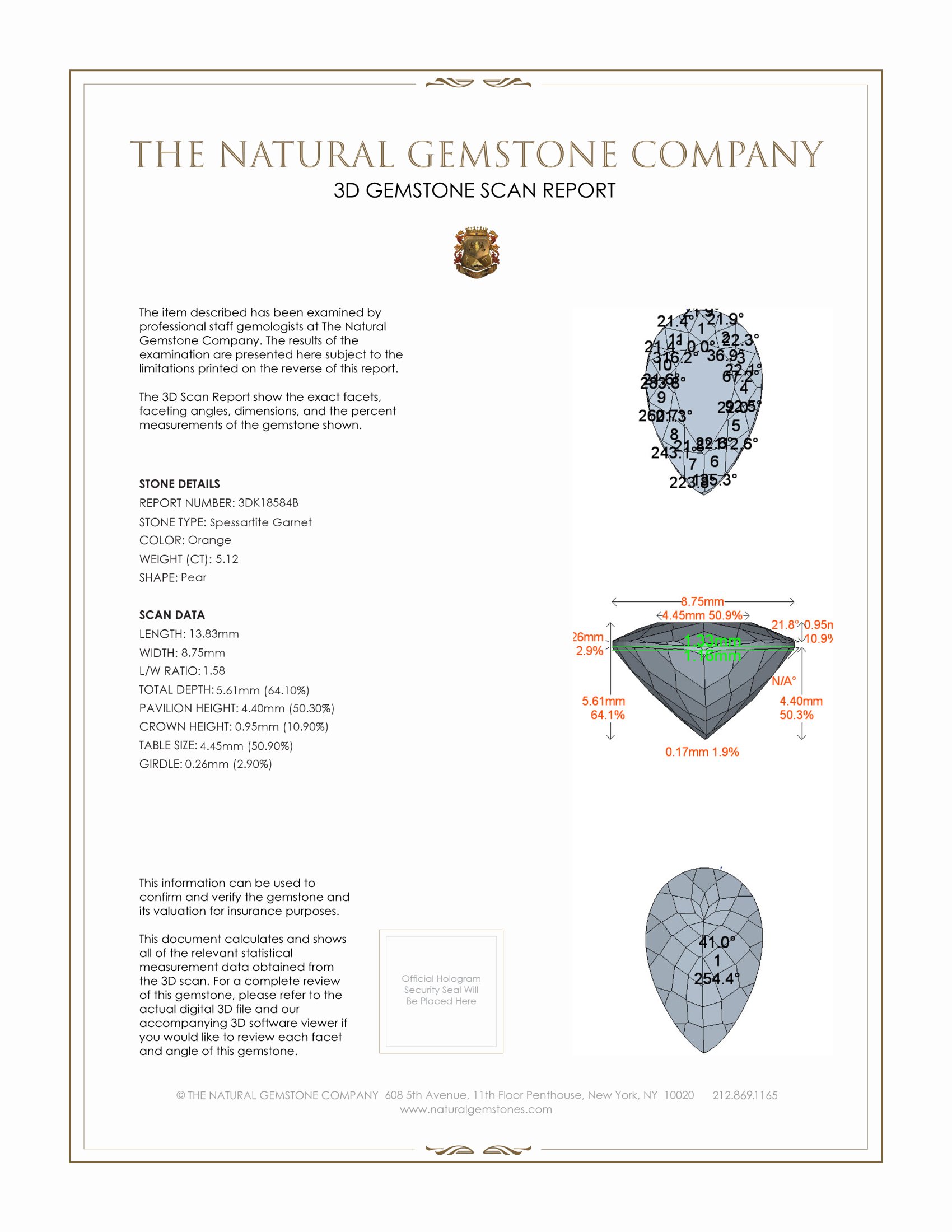 5.12 Ct. Spessartite Garnet from Nigeria