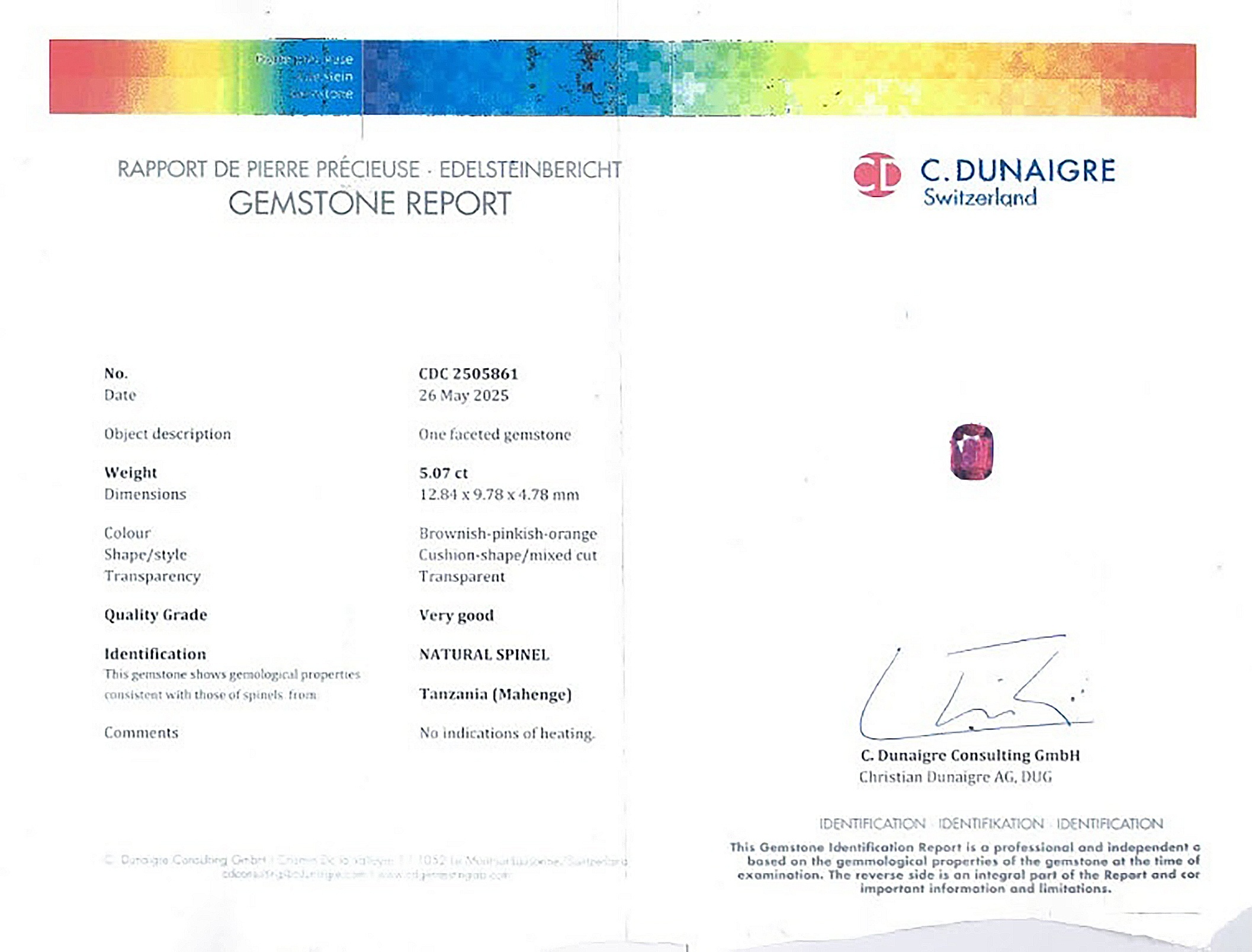 5.07 Ct. Spinel from Tanzania