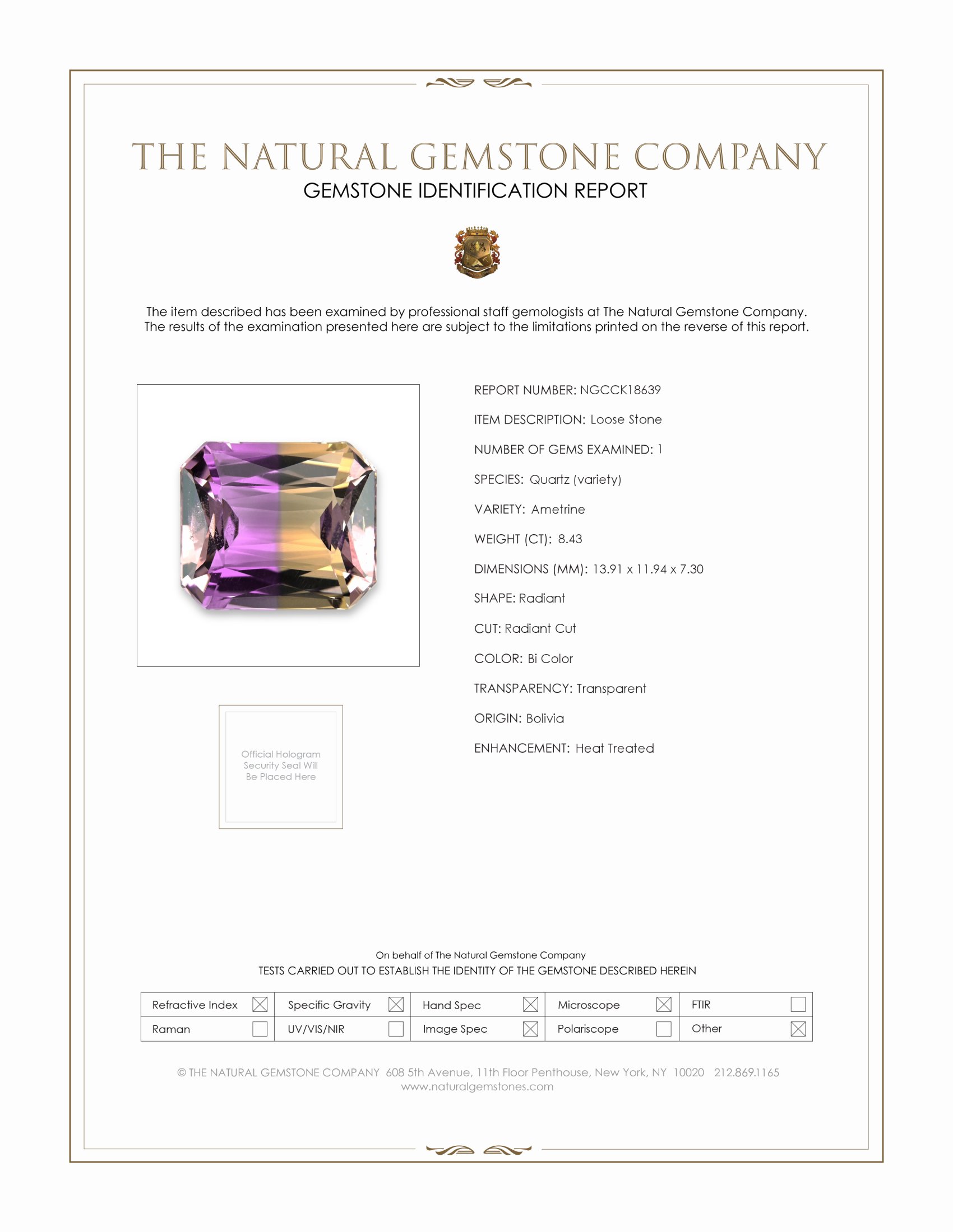 8.43 Ct. Ametrine from Bolivia