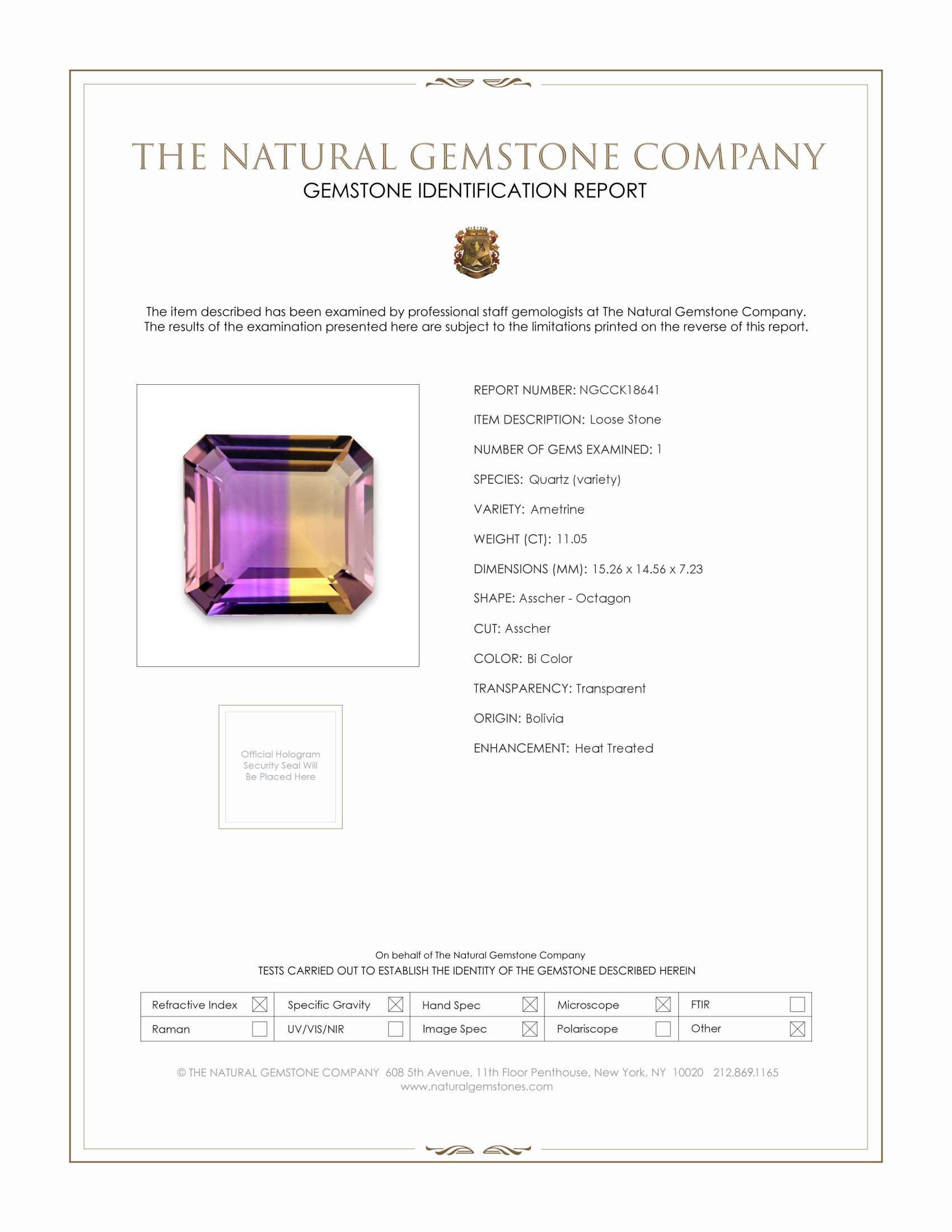 11.05 Ct. Ametrine from Bolivia