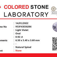 0.92 Ct. Spinel from Ceylon (Sri Lanka) Scan Report