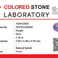 1.15 Ct. Spinel from Ceylon (Sri Lanka) Scan Report