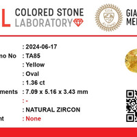 1.36 Ct. Zircon from Ceylon (Sri Lanka) Scan Report