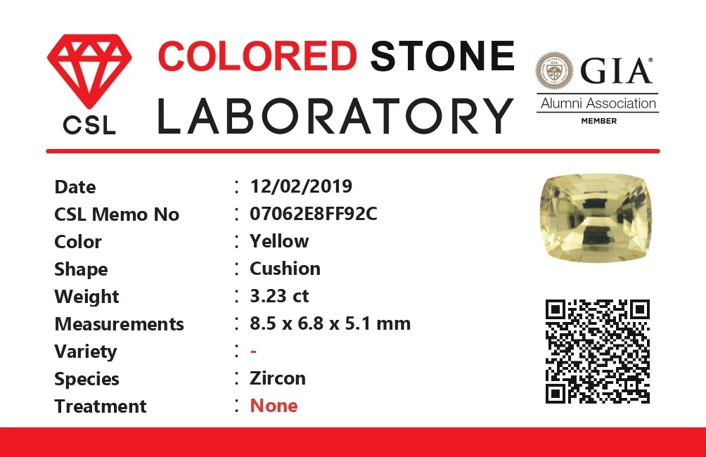 3.23 Ct. Zircon from Ceylon (Sri Lanka)