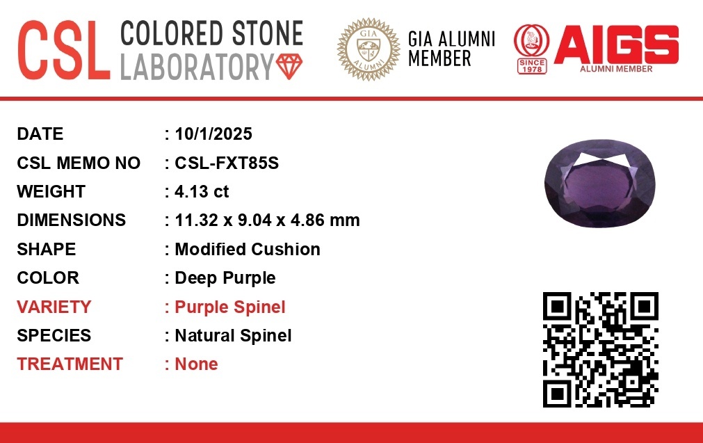 4.12 Ct. Spinel from Ceylon (Sri Lanka)