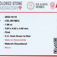 1.06 Ct. Alexandrite from Ceylon (Sri Lanka) Scan Report