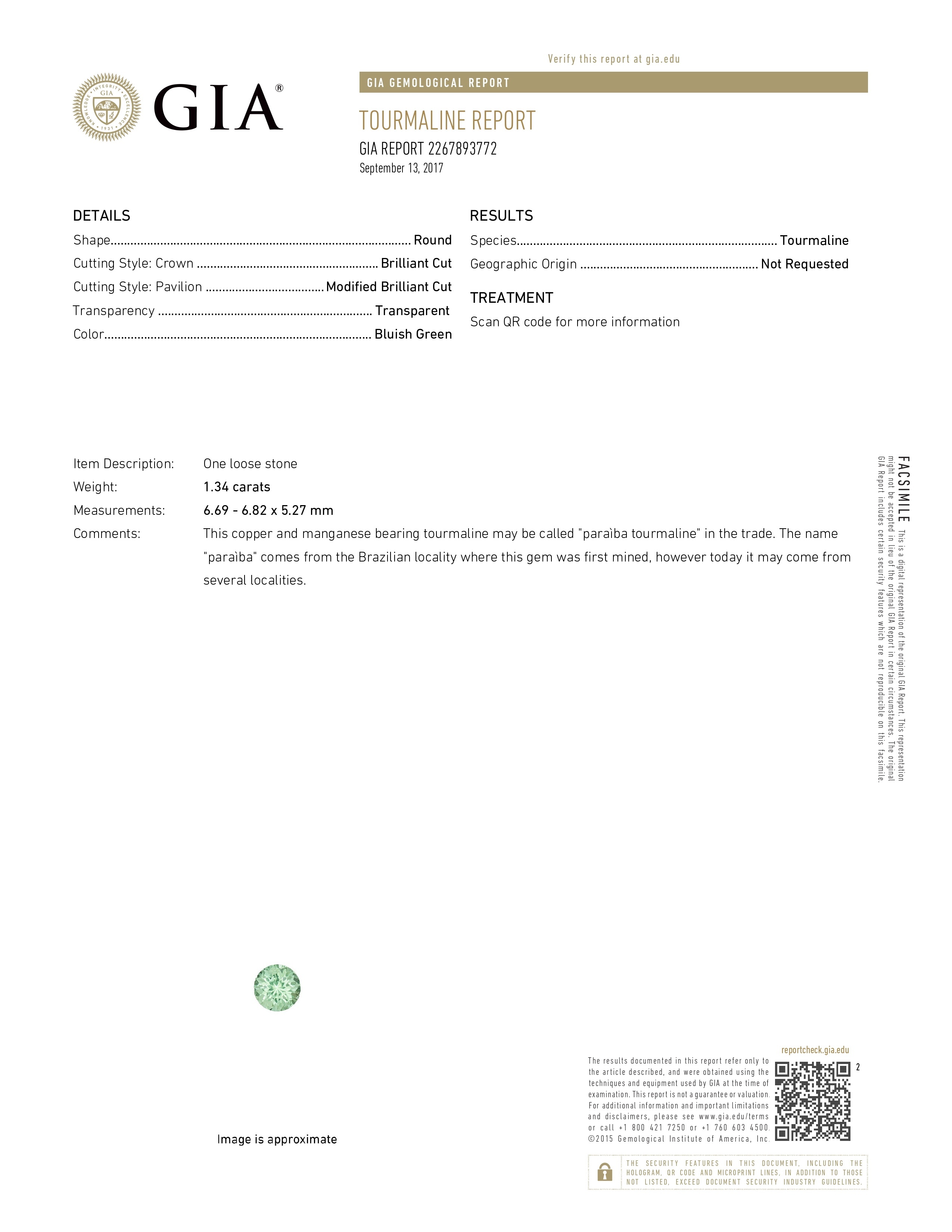1.34 Ct. Paraiba Tourmaline from Africa